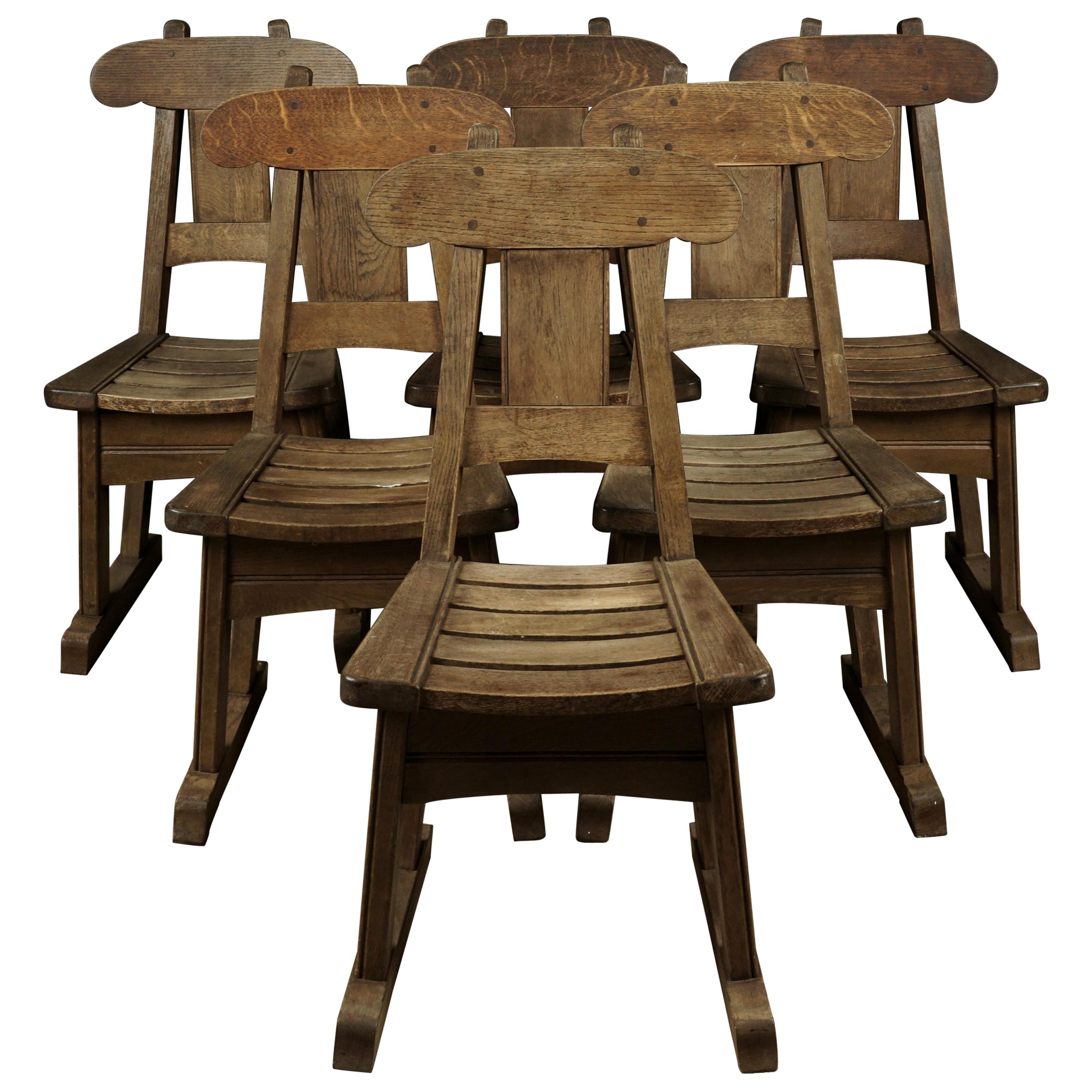 Vintage Set of Six Oak Dining Chairs in Oak, from Holland, circa 1960
