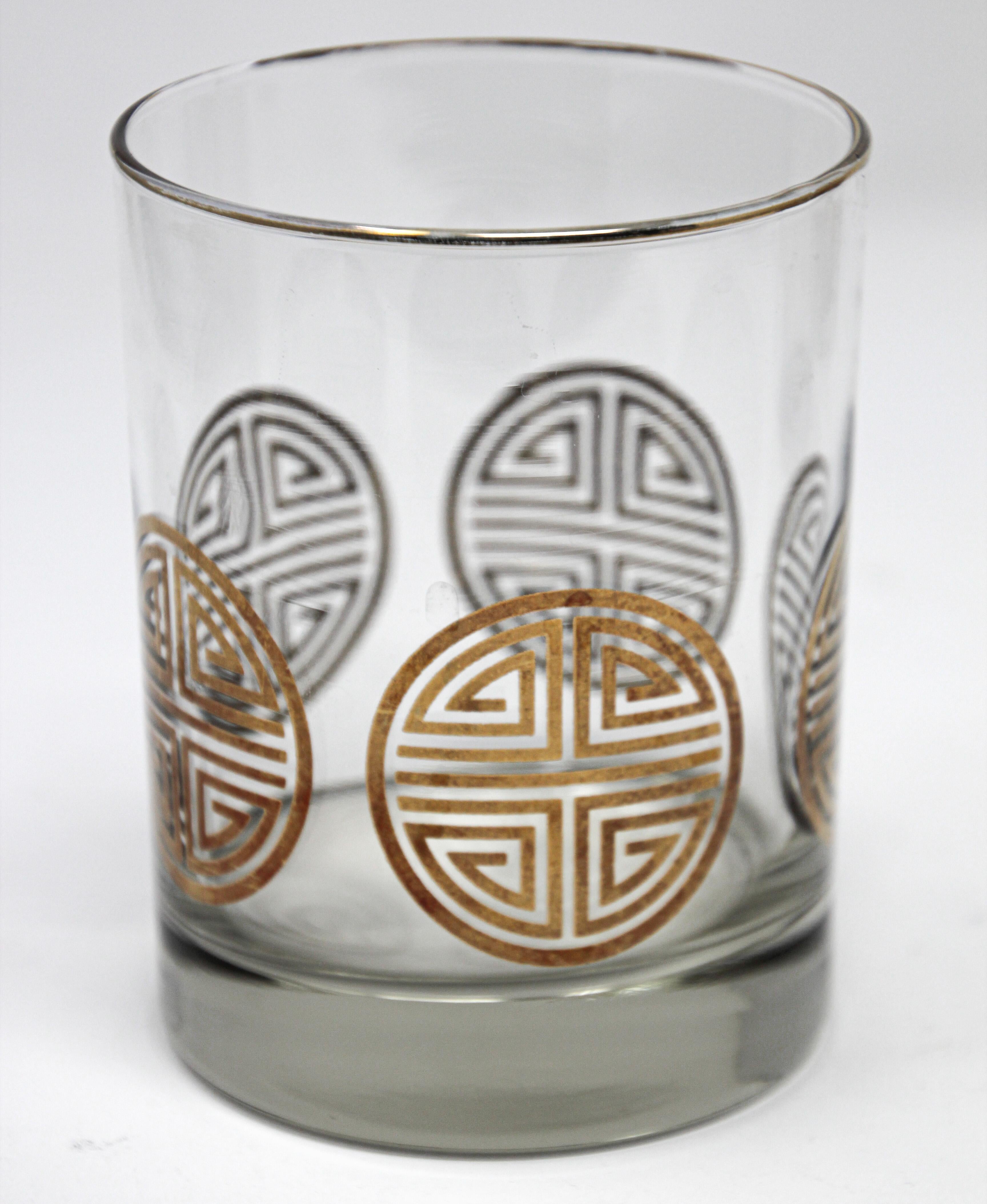 Vintage Set of Six Rock Glasses with Gold Pattern by Georges Briard 3