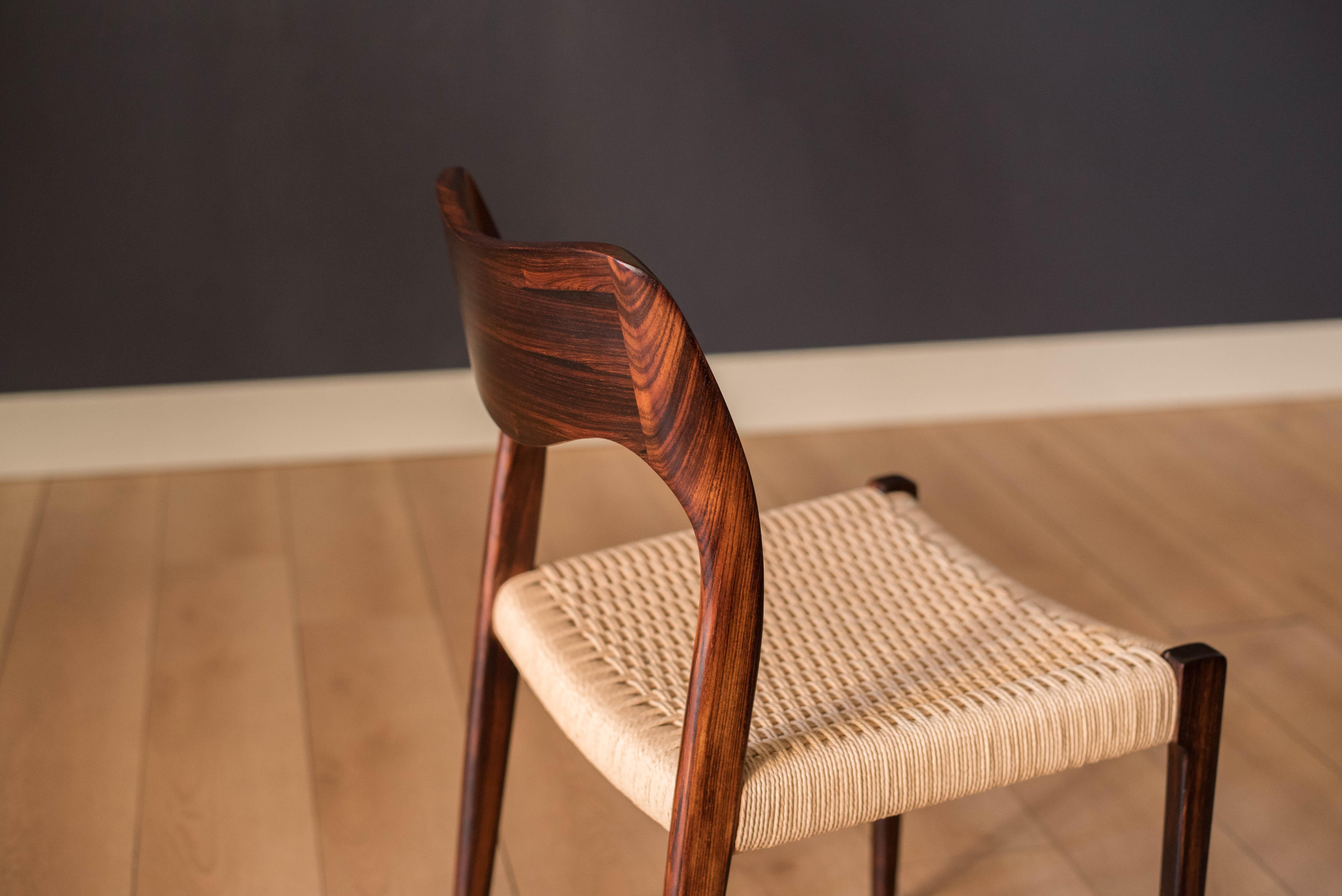 Vintage Six Rosewood and Paper Cord Niels Otto Møller Dining Chairs No. 71 1