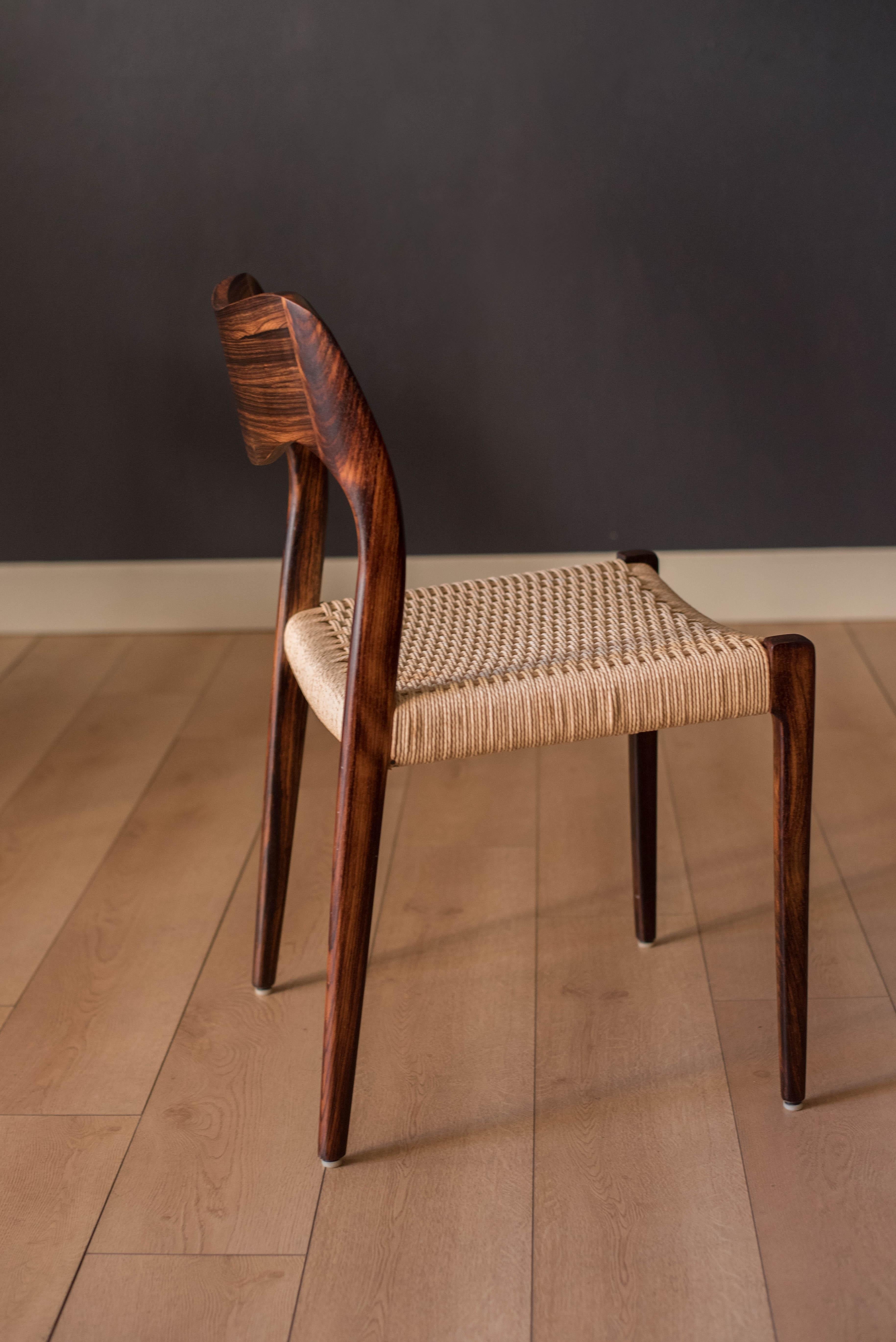 Vintage Six Rosewood and Paper Cord Niels Otto Møller Dining Chairs No. 71 2