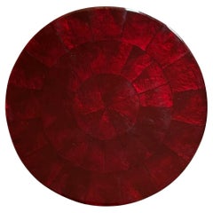 Juego vintage de seis manteles individuales redondos de concha de bolígrafo rojo Cabernet de Kim Seybert NYC