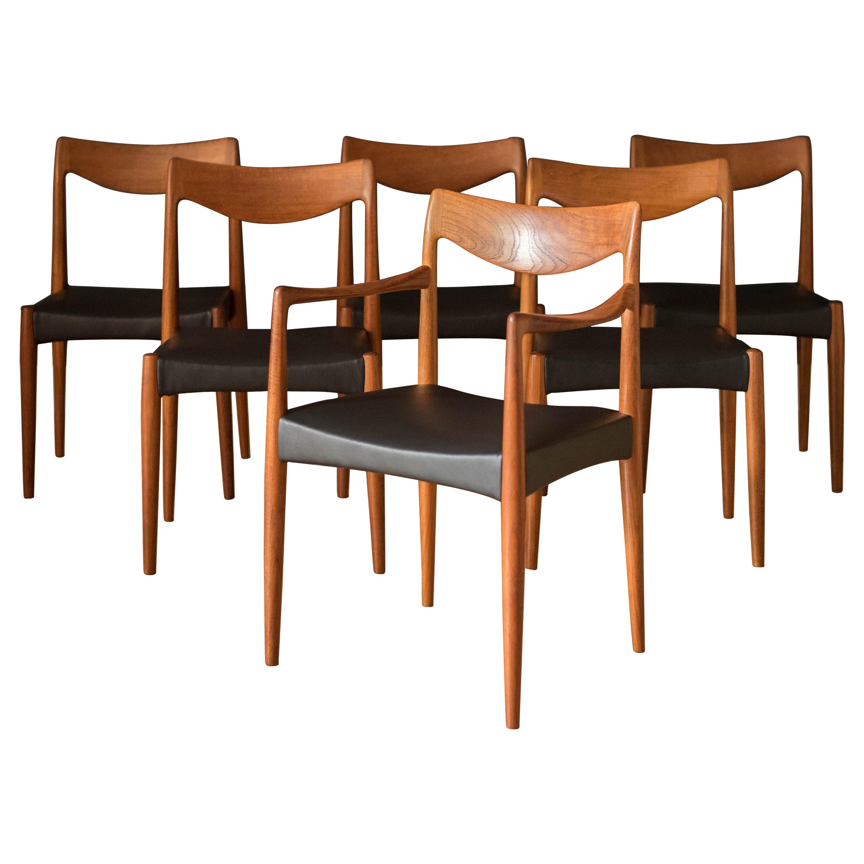 Vintage Set of Six Teak Dining Chairs by Rastad 
Relling for Gustav Bahus