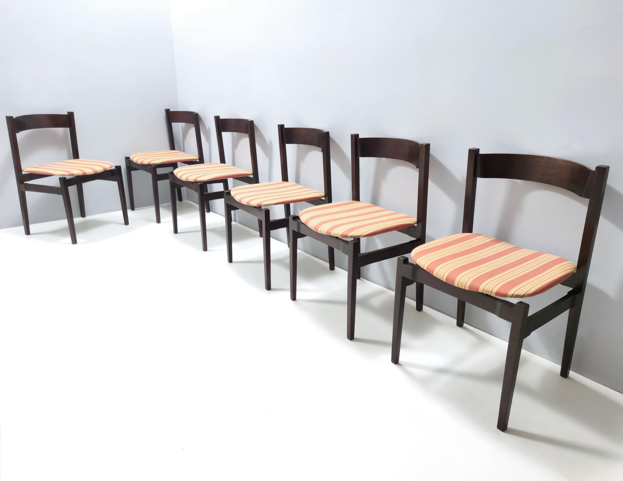 Mid-Century Modern Vintage Set of Six Walnut Chairs by Gianfranco Frattini for Cassina, Italy