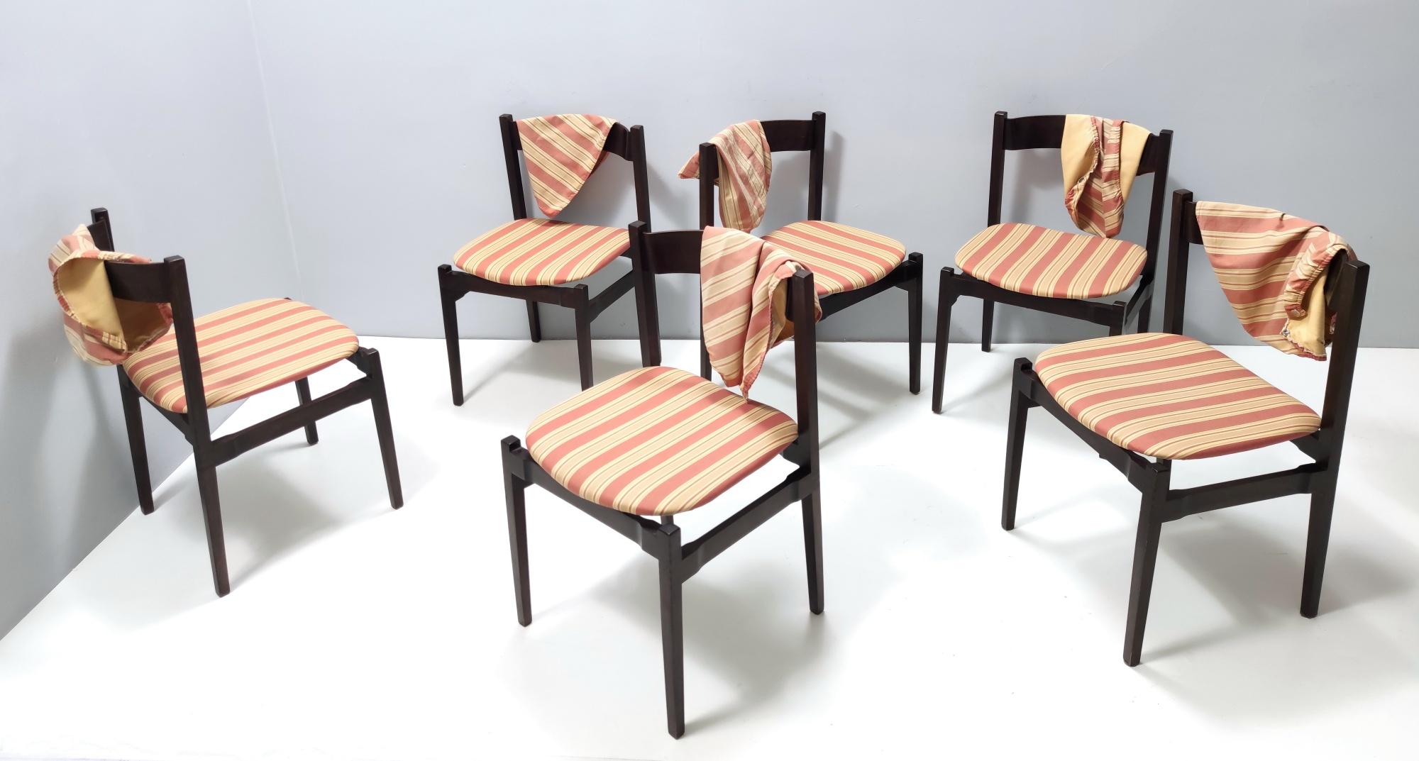 Mid-20th Century Vintage Set of Six Walnut Chairs by Gianfranco Frattini for Cassina, Italy