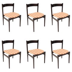 Ensemble vintage de six chaises en noyer de Gianfranco Frattini pour Cassina