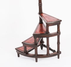 Set vintage di gradini da biblioteca a spirale in mogano 20° secolo