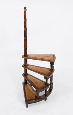 Vintage Set of Spiral Mahogany Library Steps 20th Century