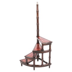 Vintage Set of Spiral Mahogany Library Steps 20th Century