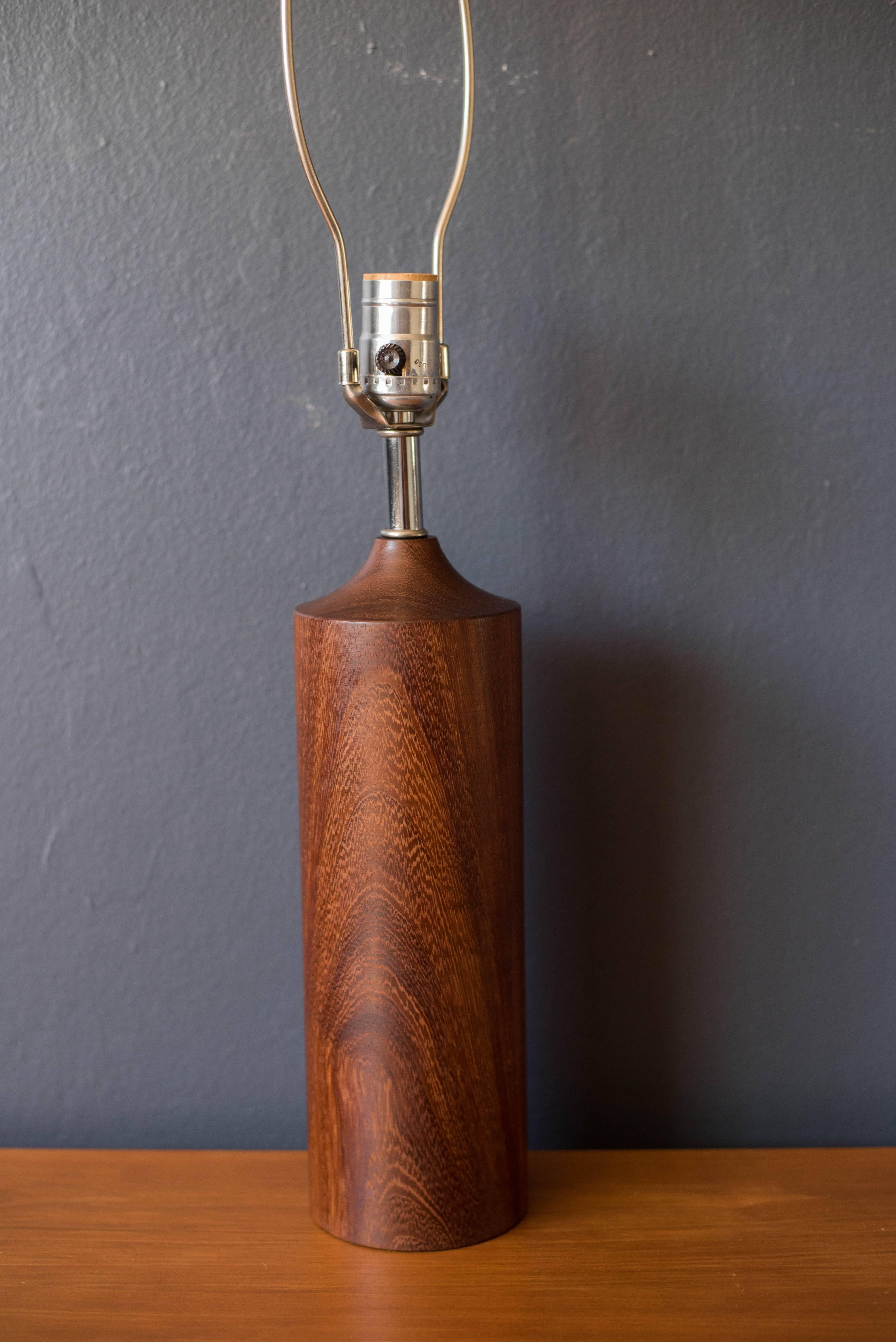 Mid-20th Century Vintage Set of Teak Cylinder Lamps