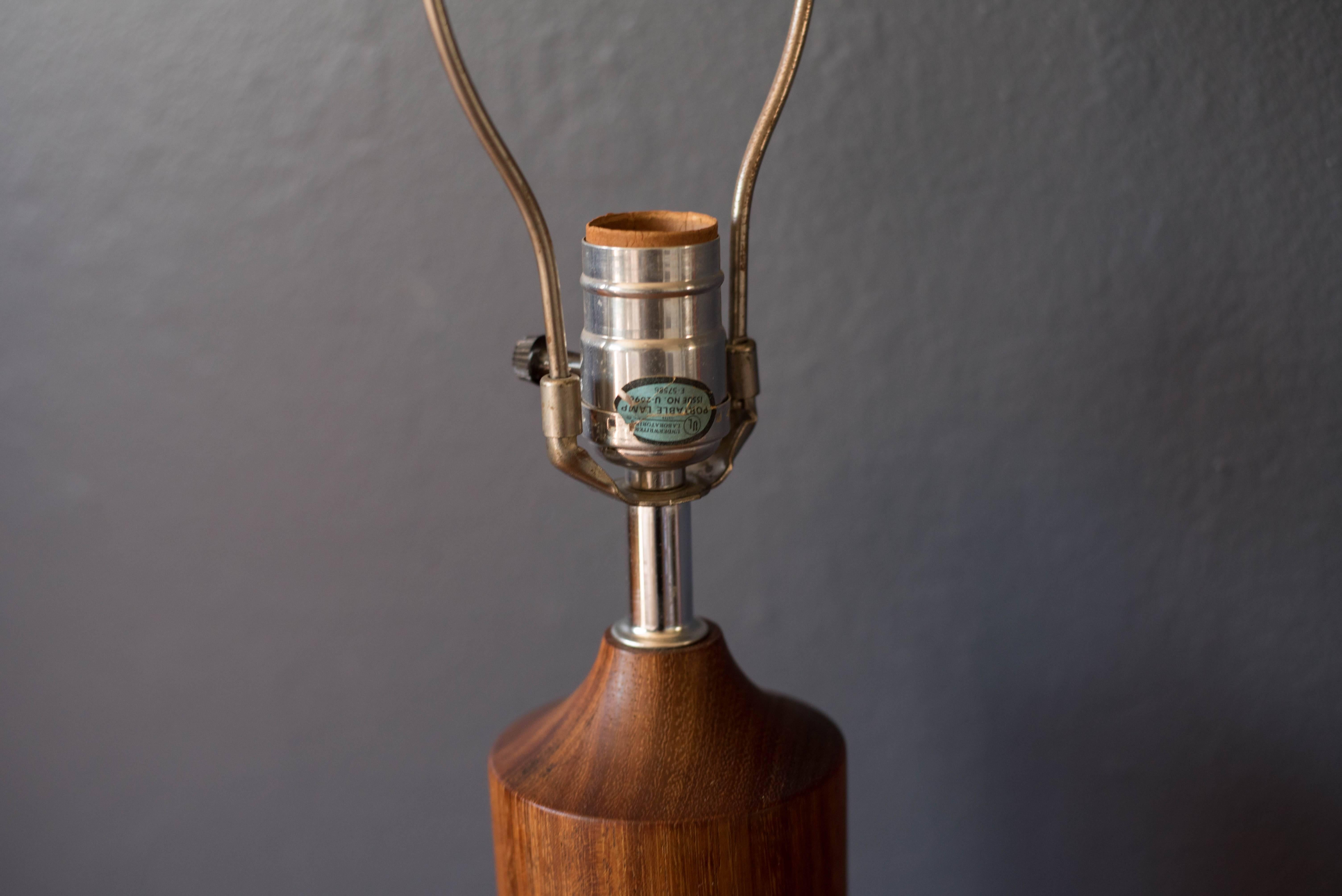 Vintage Set of Teak Cylinder Lamps 1