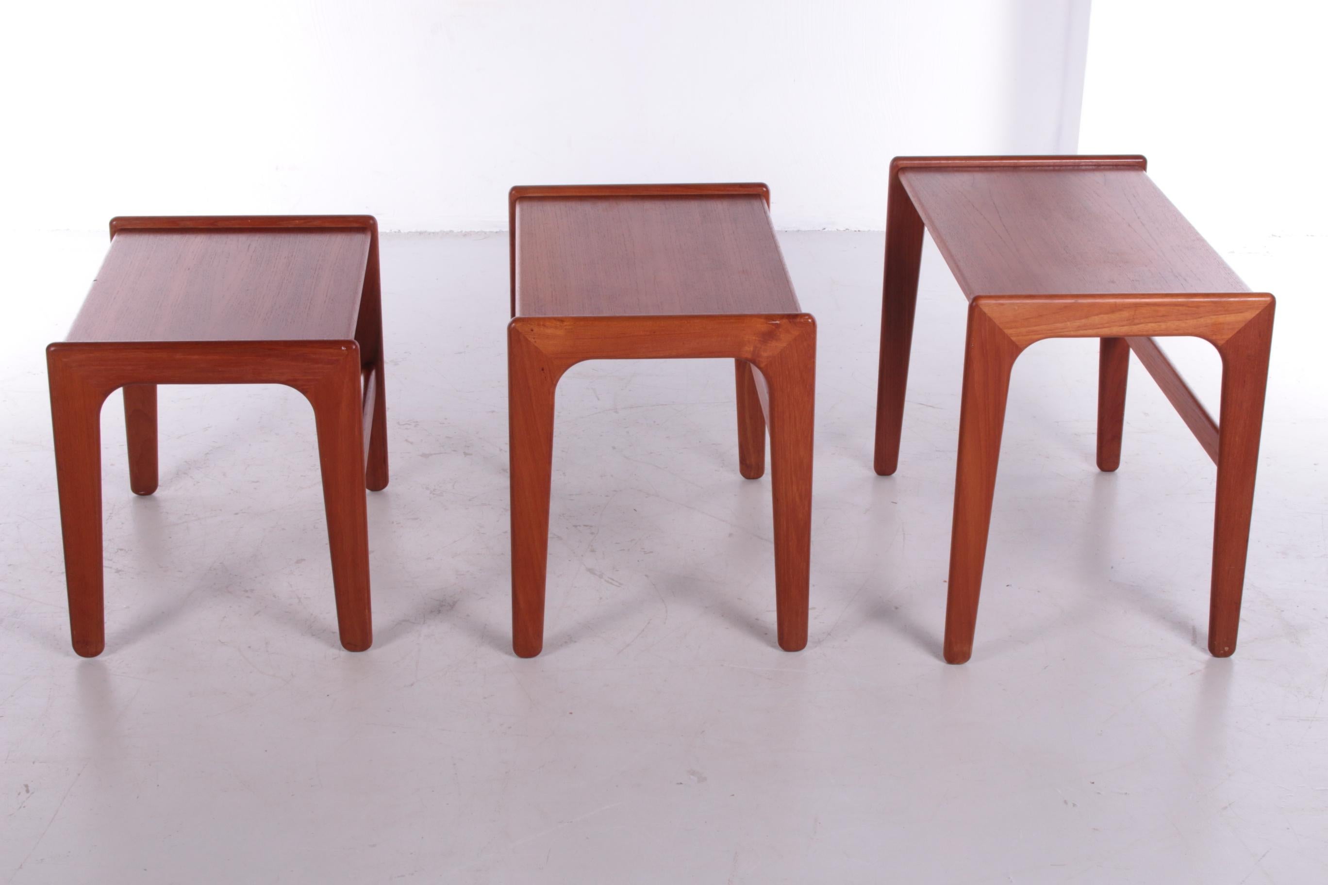 Mid-20th Century Vintage Set of Teak Side Tables, 1960s For Sale