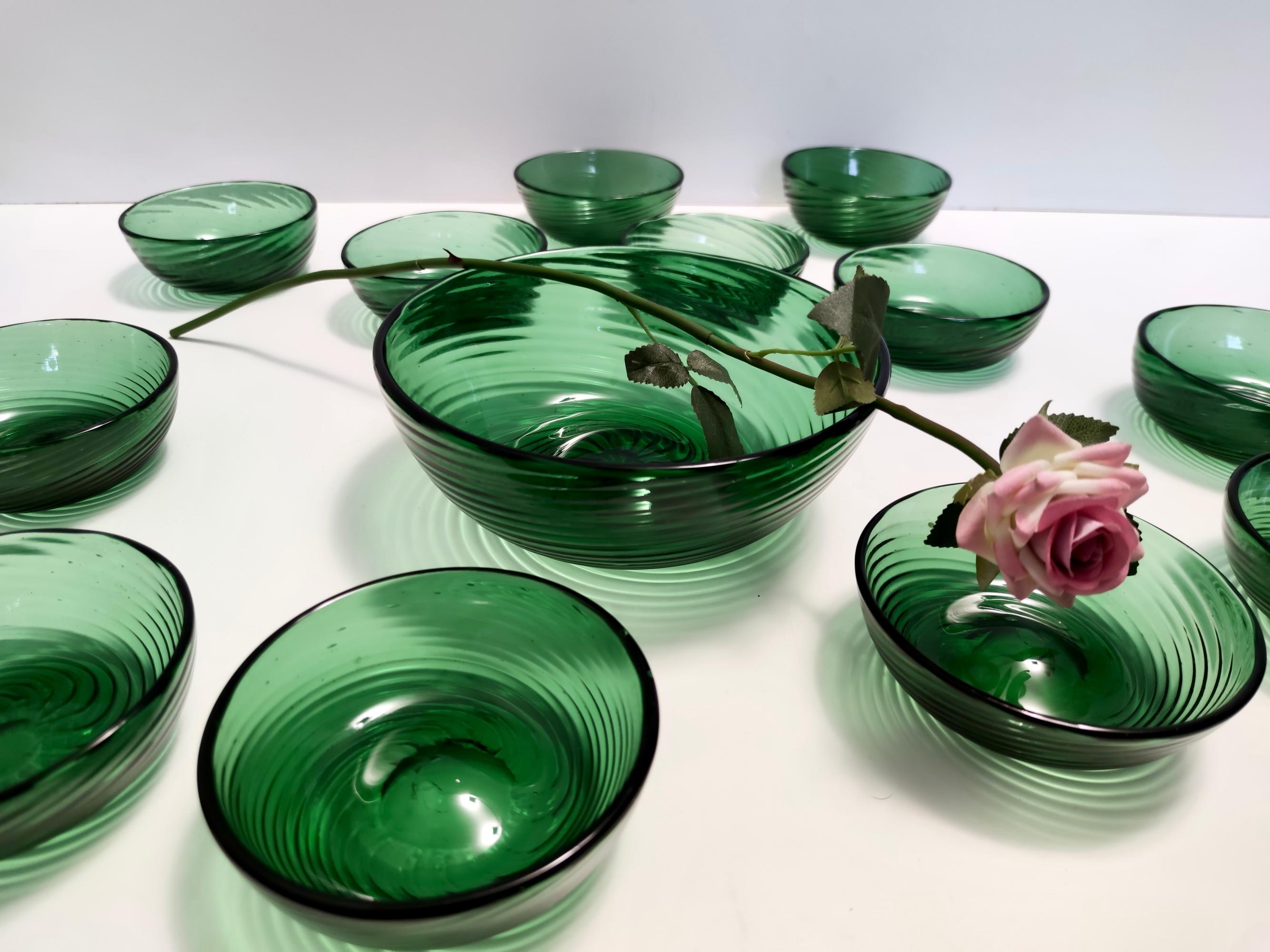vintage green glass dessert bowls