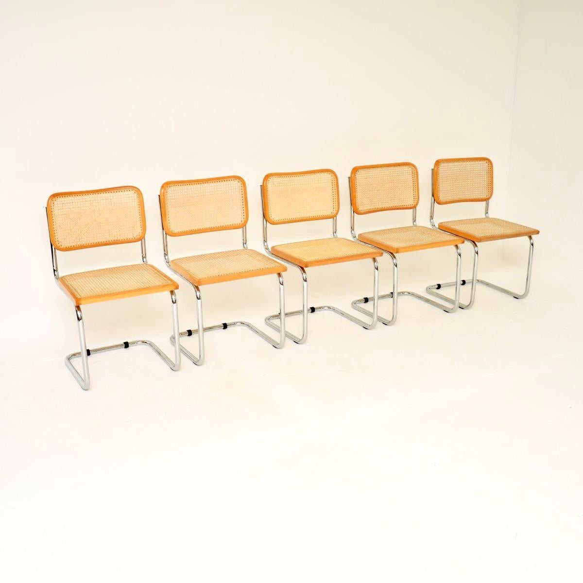 A stylish and iconic vintage set of ten Italian Cesca dining chairs, originally designed by Marcel Breuer in the 1920’s. These were made in Italy, they date from around the 1970’s.

They are extremely well made, and are very comfortable, the
