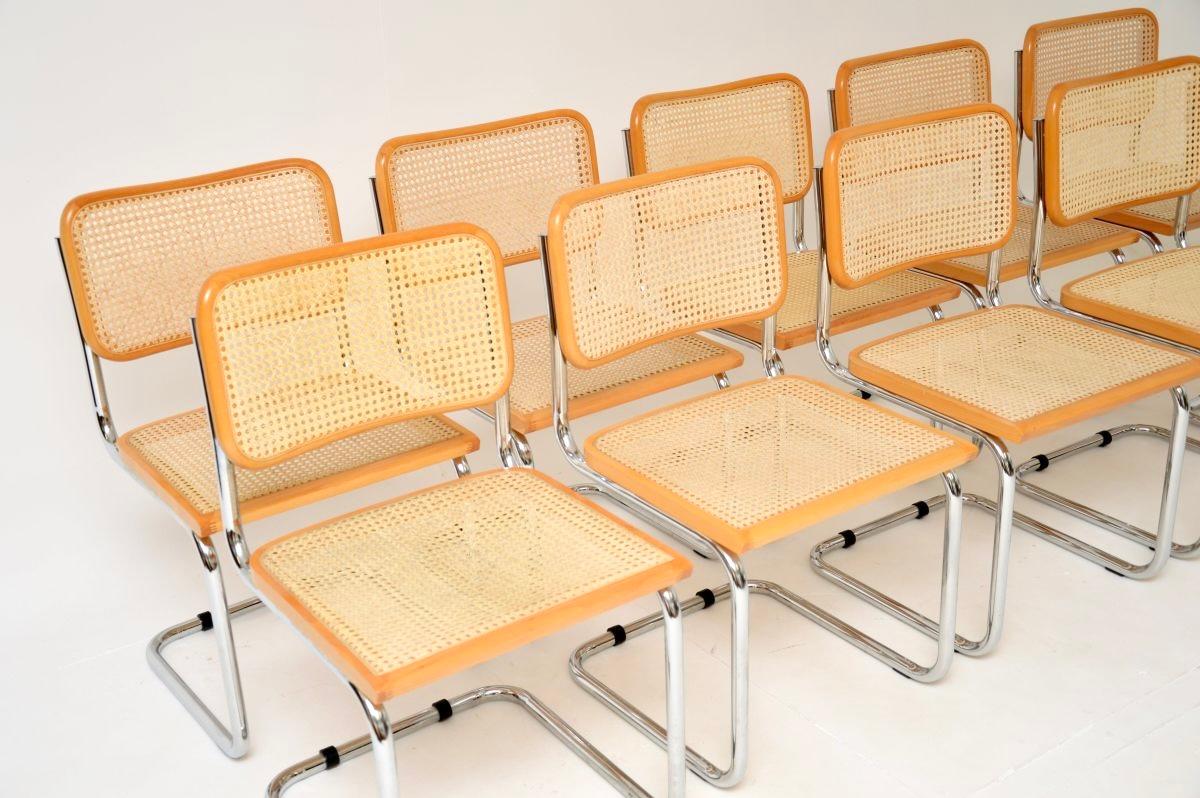 Mid-Century Modern Vintage Set of Ten Italian Cesca Dining Chairs For Sale