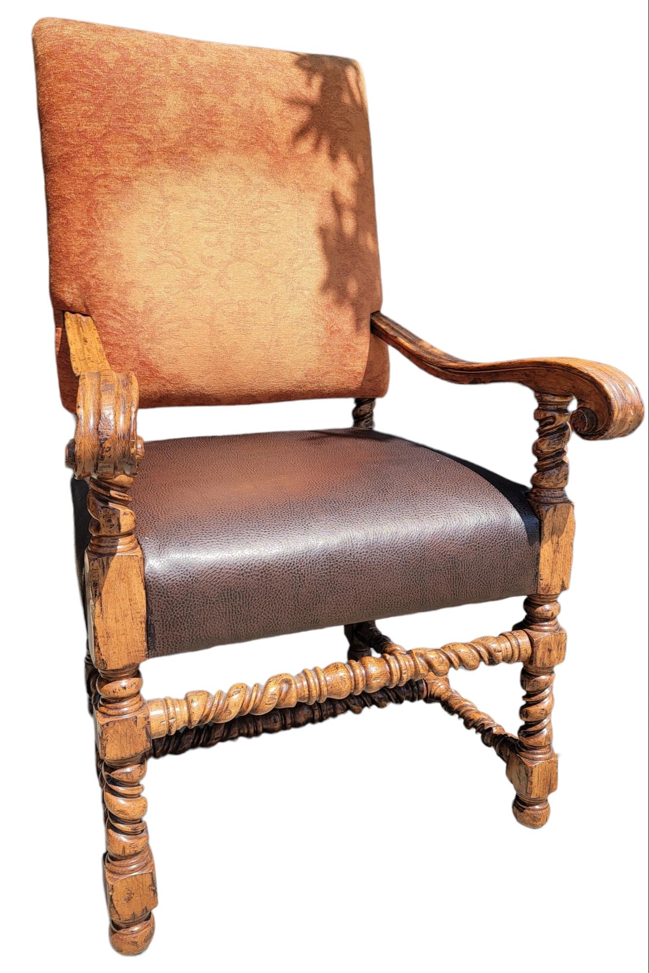 Vintage Set of Ten Spanish Revival Barley Twist High Back Chairs 6