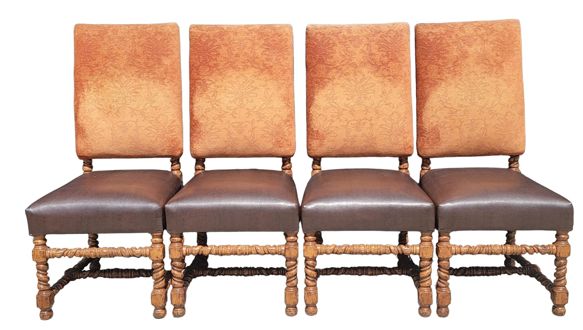 Vintage Set of Ten Spanish Revival Barley Twist High Back Chairs 7
