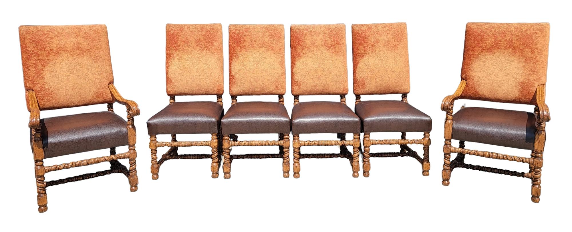 Vintage Set of Ten Spanish Revival Barley Twist High Back Chairs 8