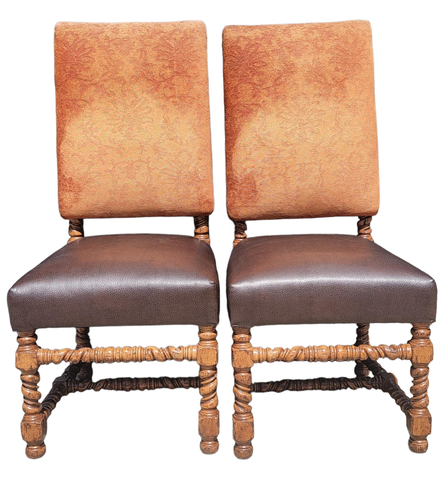 Vintage Set of Ten Spanish Revival Barley Twist High Back Chairs 9