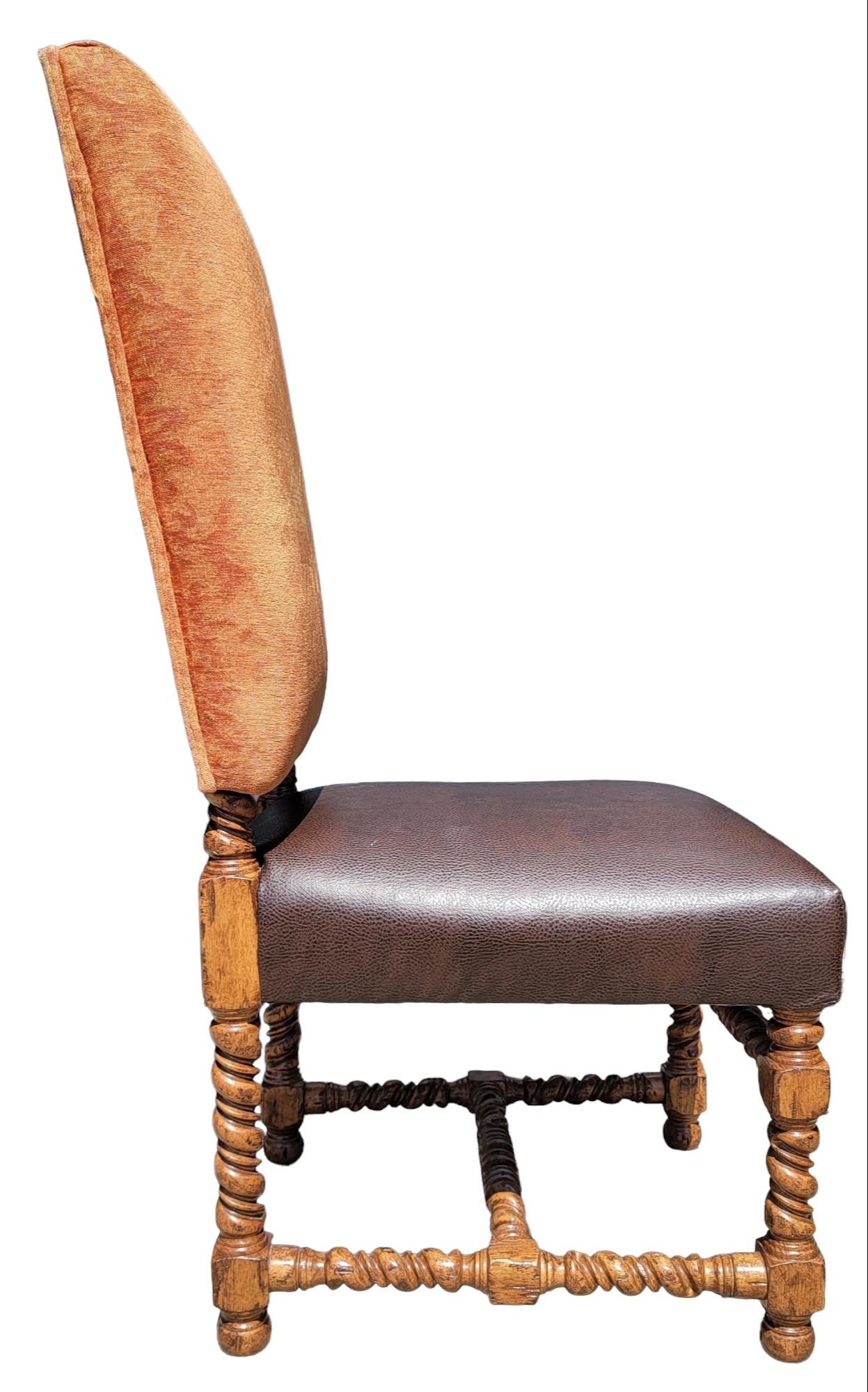 Vintage Set of Ten Spanish Revival Barley Twist High Back Chairs 13
