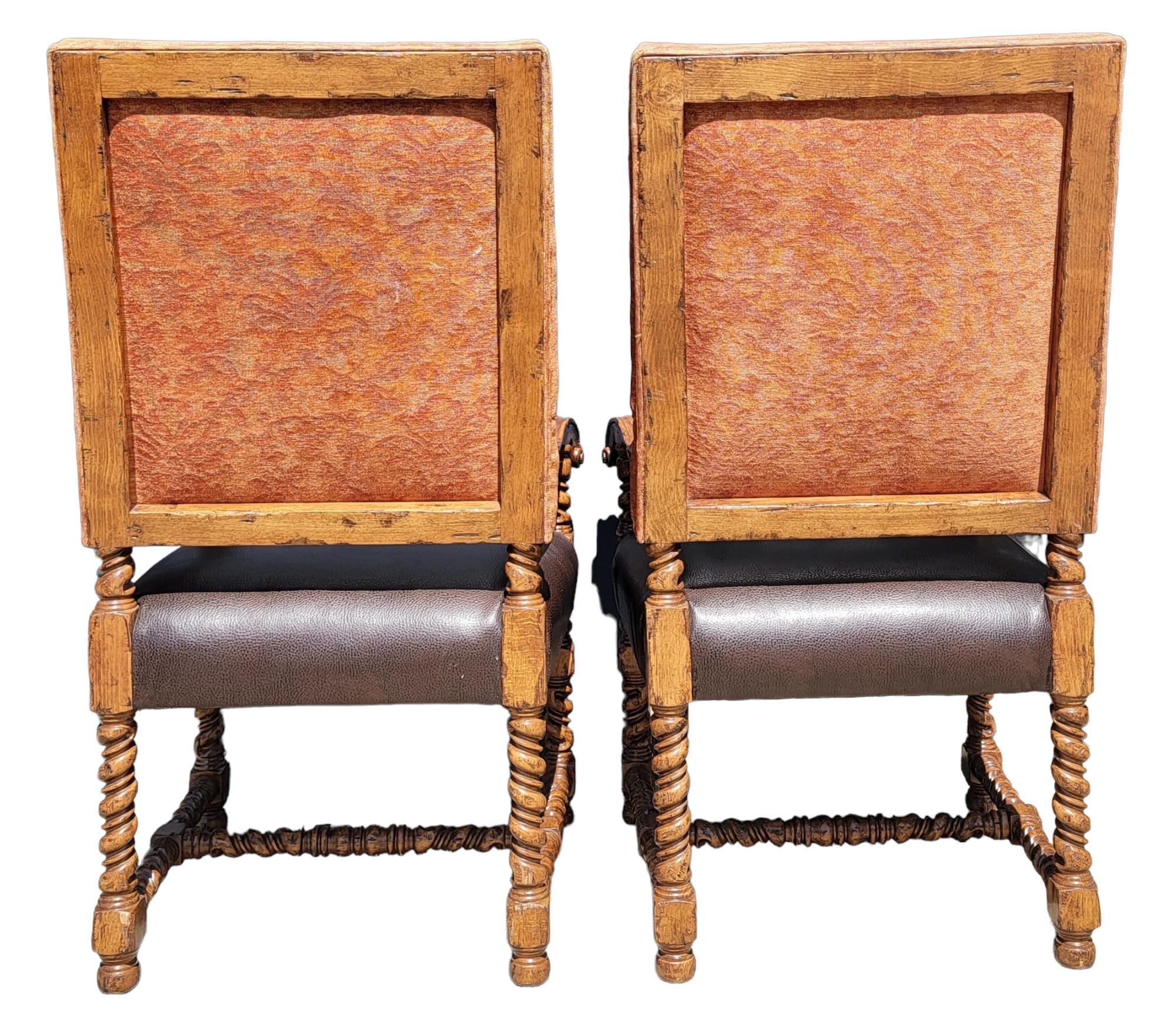 Wood Vintage Set of Ten Spanish Revival Barley Twist High Back Chairs