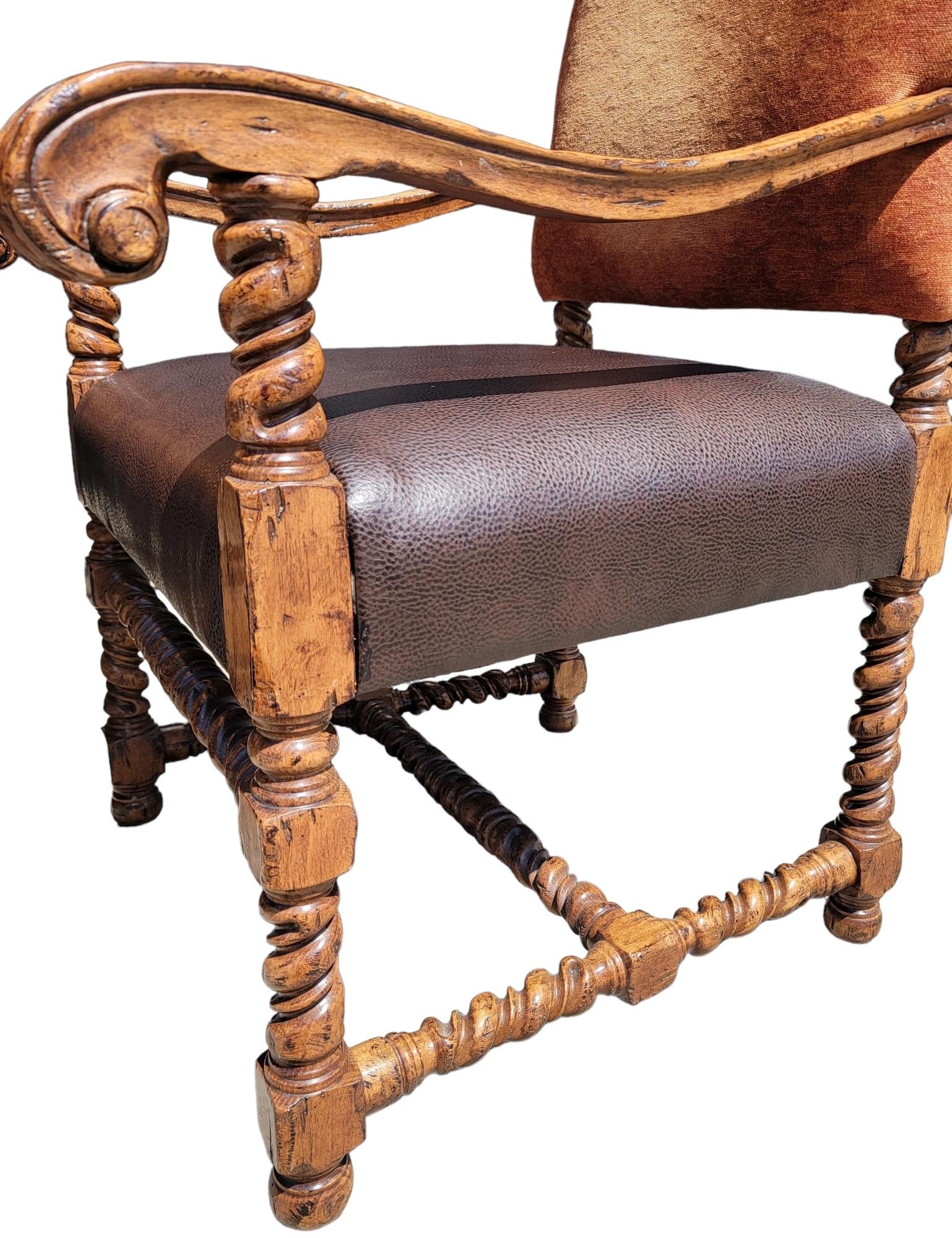Vintage Set of Ten Spanish Revival Barley Twist High Back Chairs 1