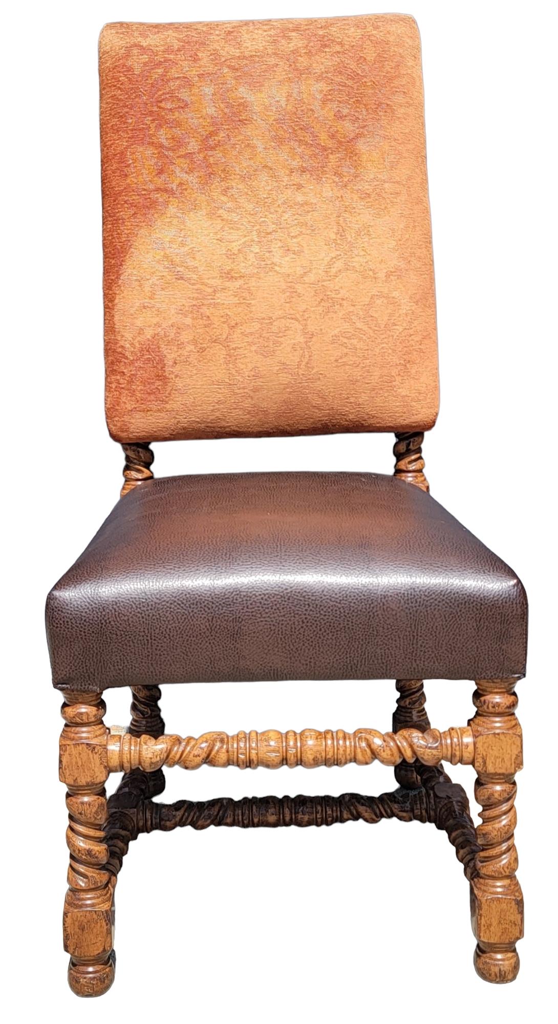 Vintage Set of Ten Spanish Revival Barley Twist High Back Chairs 3