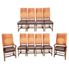 Retro Set of Ten Spanish Revival Barley Twist High Back Chairs