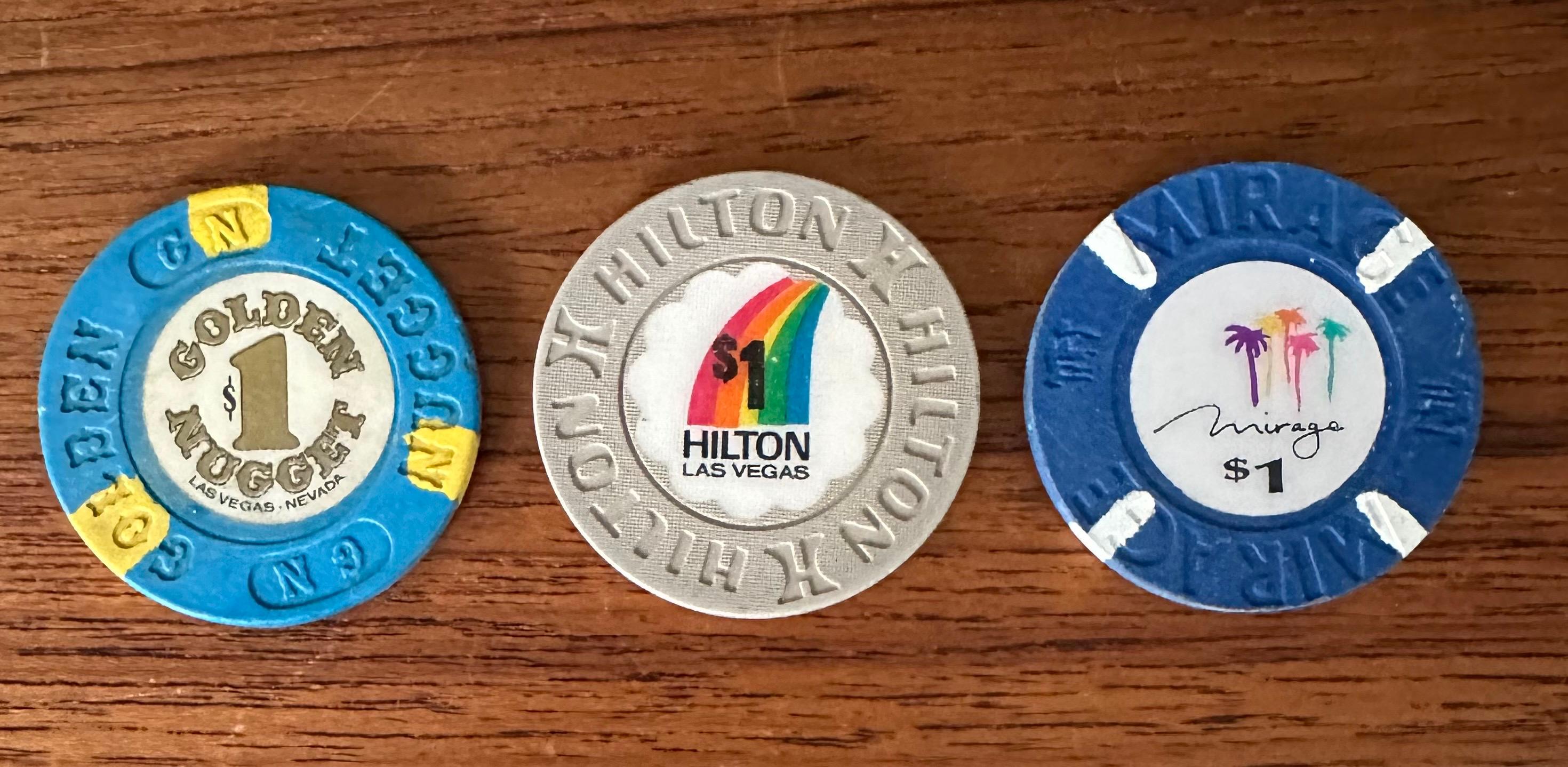 American Vintage Set of Thirteen Las Vegas $1 Poker Chips For Sale