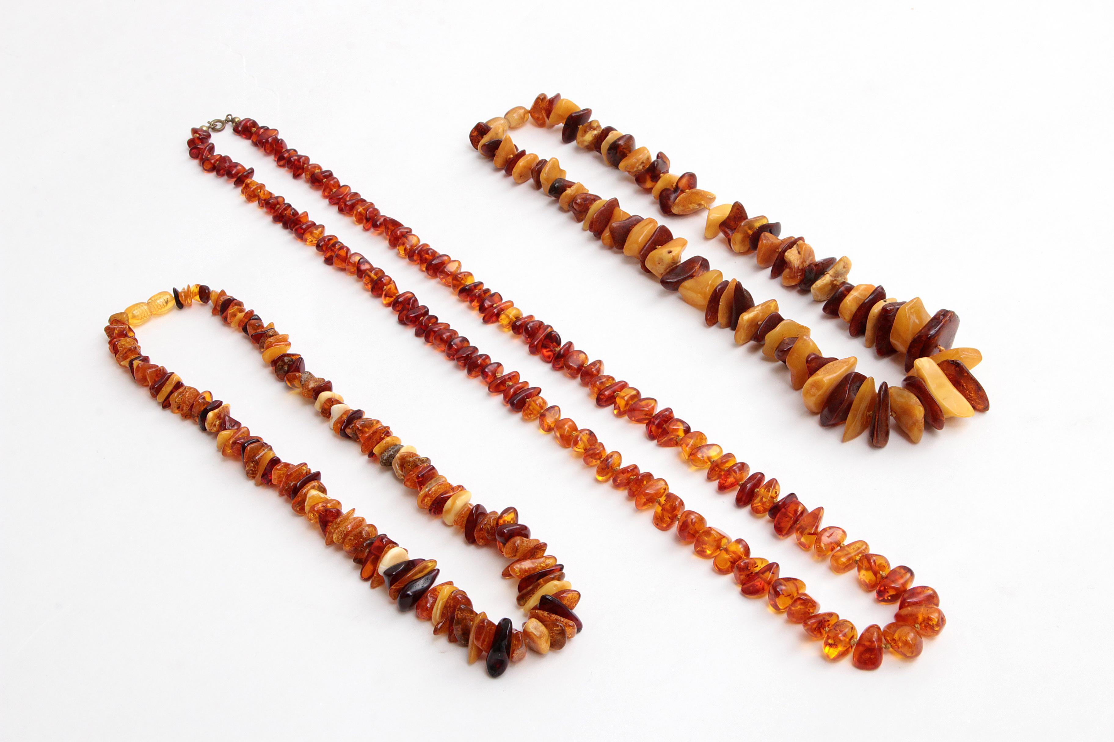 Baltic Vintage Set of Three Amber Necklaces, 1960s For Sale