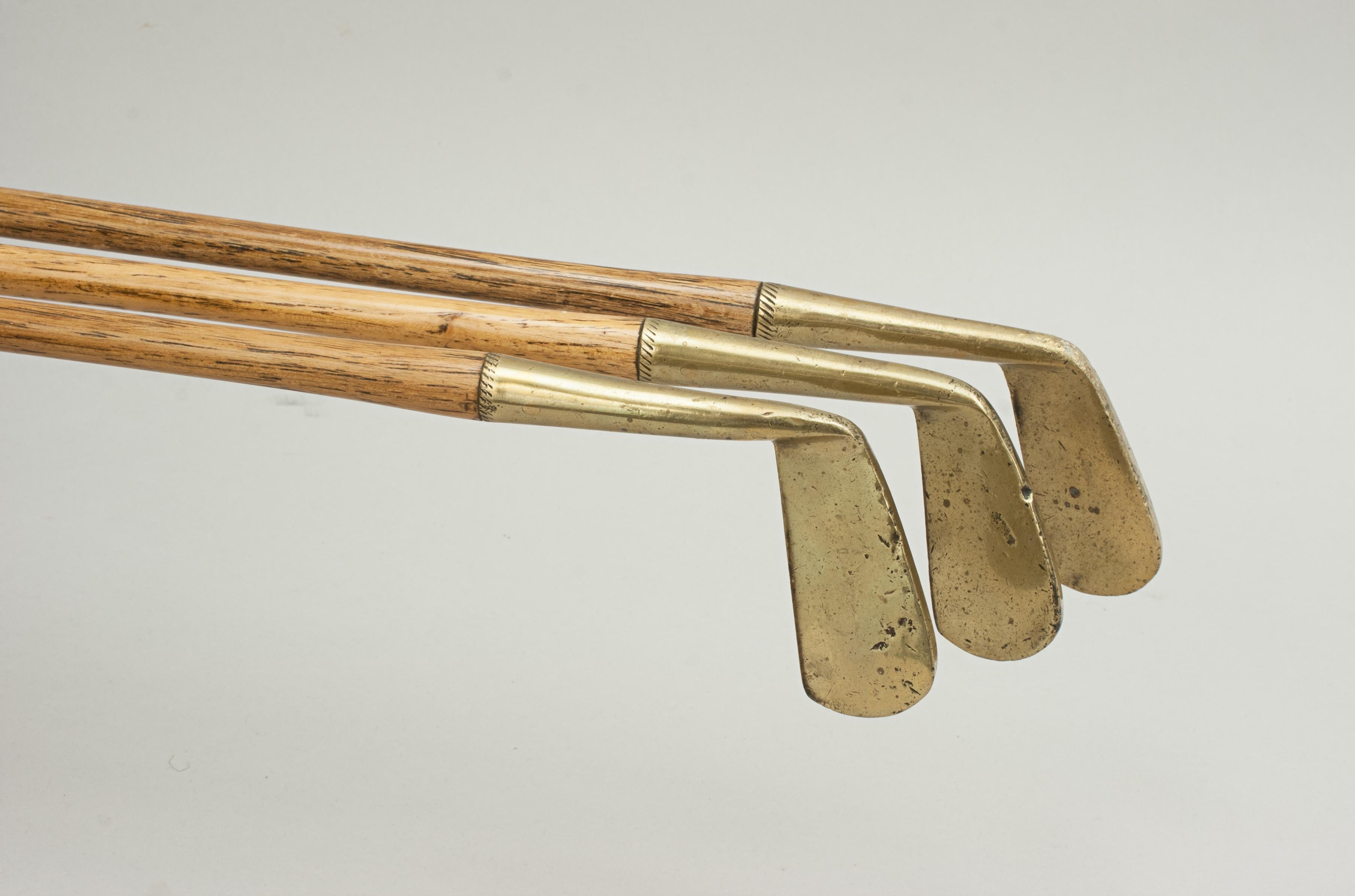 Early 20th Century Vintage Set of Three Child's Golf Clubs by Halley & Co For Sale