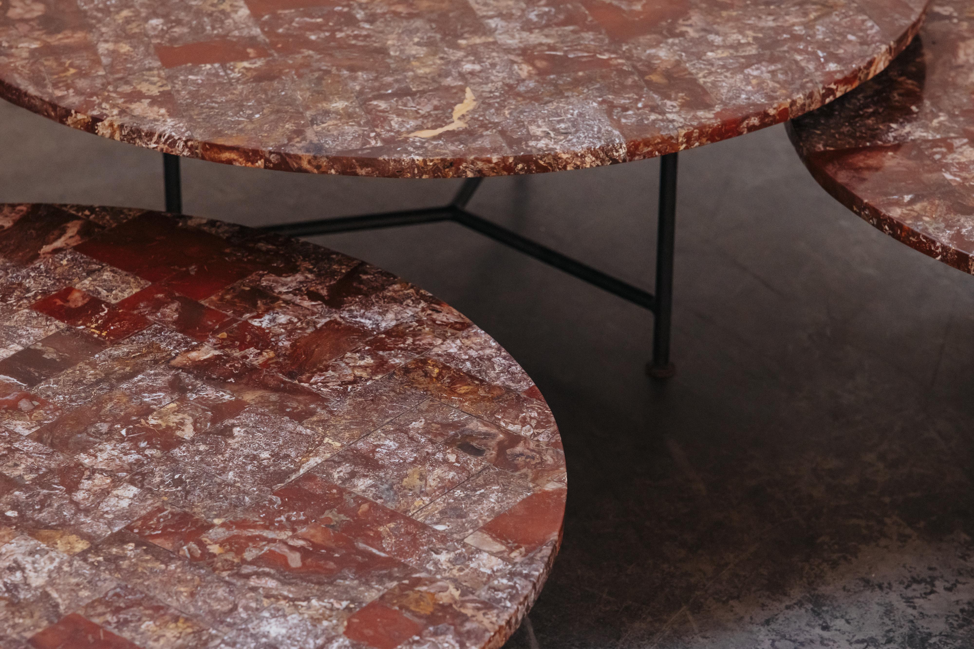 European Vintage Set Of Three Marble Nesting Coffee Tables From France, Circa 1960 For Sale