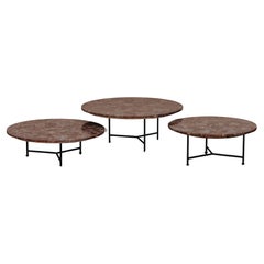 Vintage Set Of Three Marble Nesting Coffee Tables From France, Circa 1960