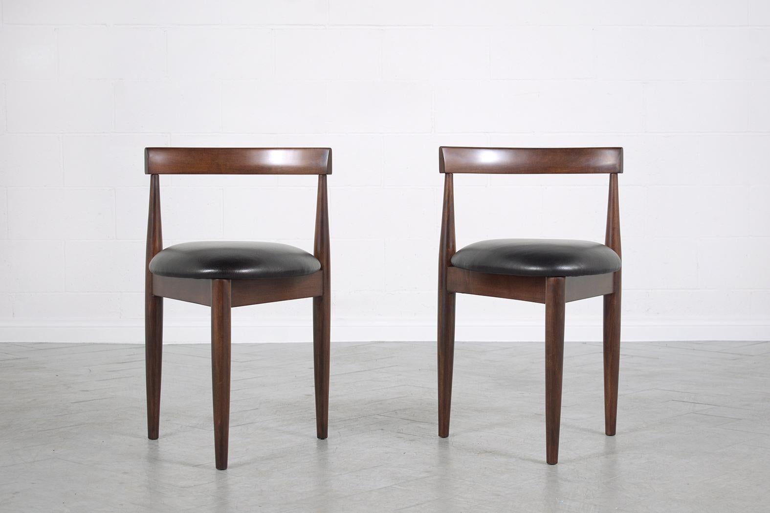 Carved Vintage Set of Three Mid-Century Modern Dining Chairs
