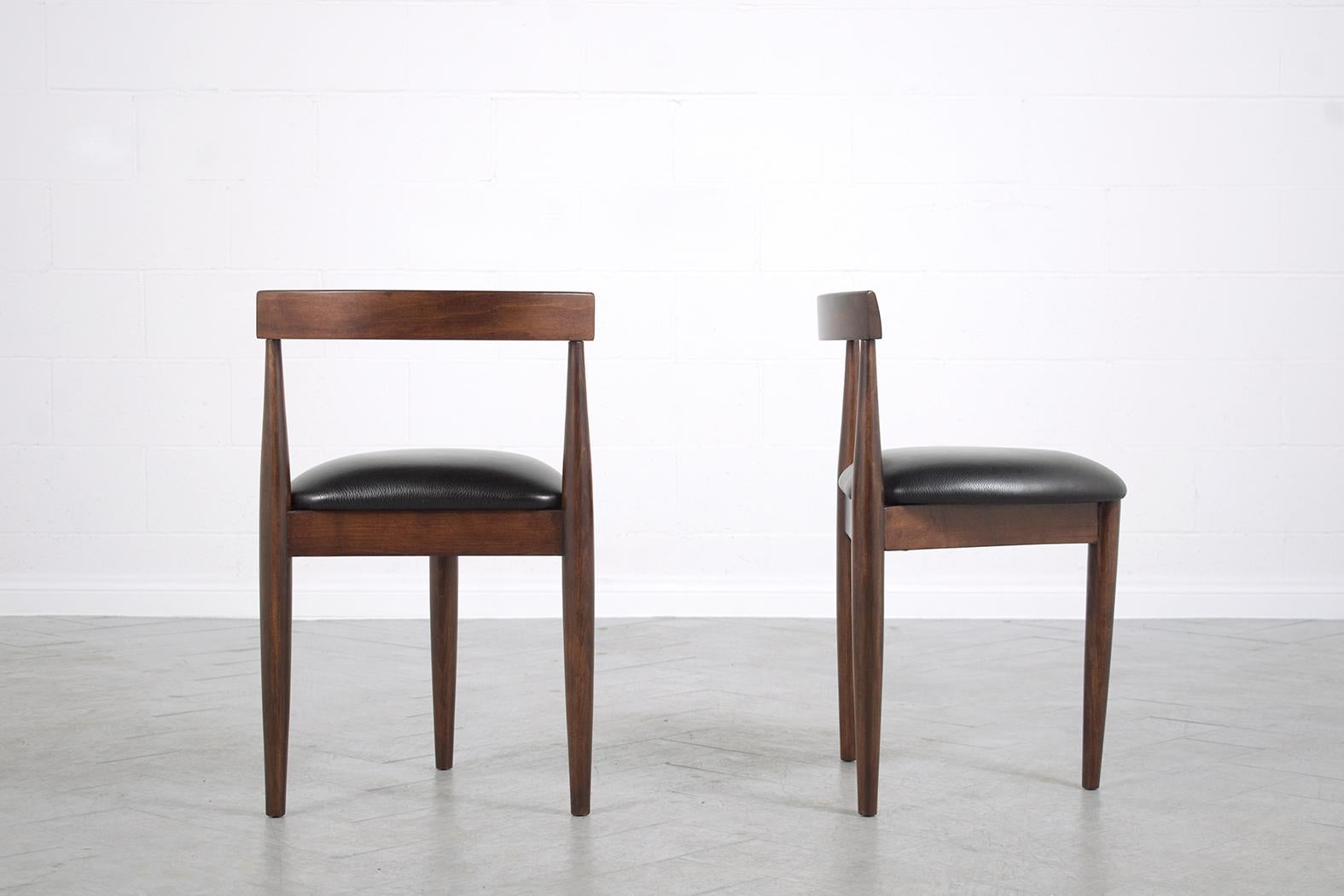 Leather Vintage Set of Three Mid-Century Modern Dining Chairs