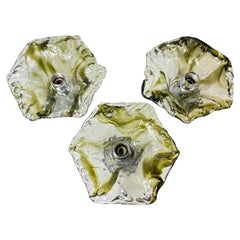 Vintage set of Three Murano Glass Sconce or Wall Light Italy, 1970s