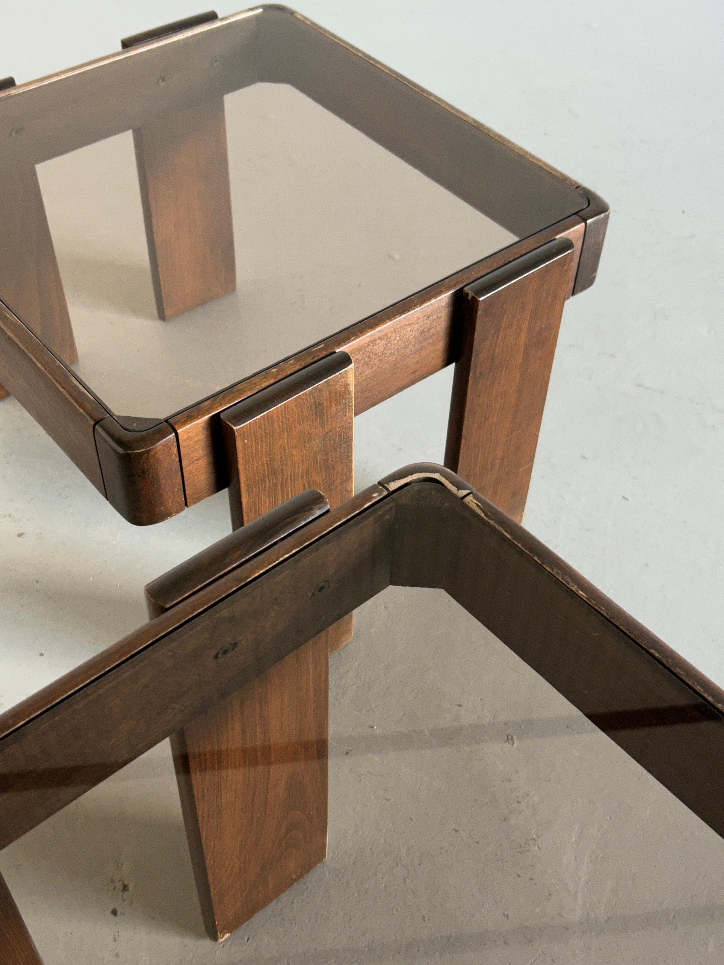 Vintage Set of Three Nesting Tables, Designed by Gianfranco Frattini for Cassina 5