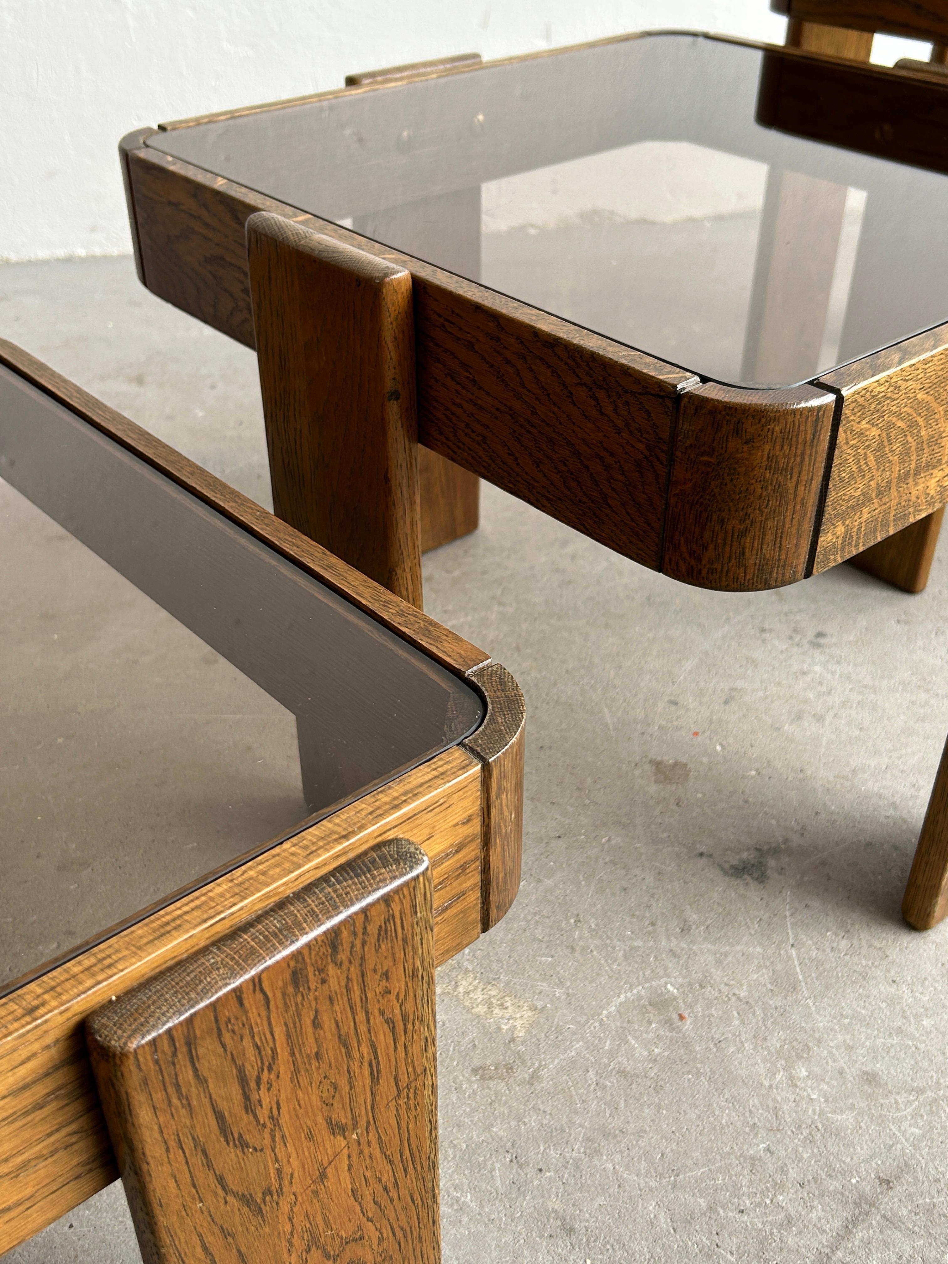 European Vintage Set of Three Nesting Tables, Designed by Gianfranco Frattini for Cassina
