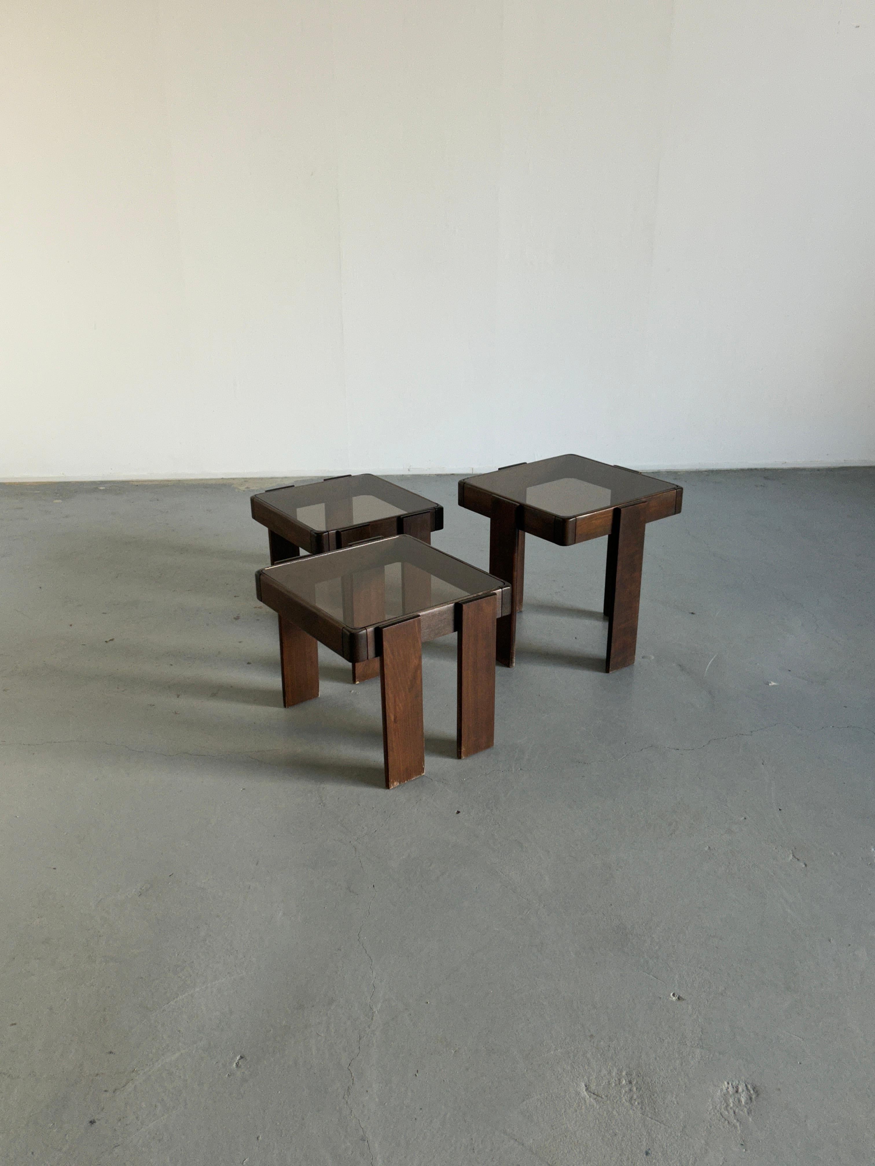 Vintage Set of Three Nesting Tables, Designed by Gianfranco Frattini for Cassina In Good Condition In Zagreb, HR