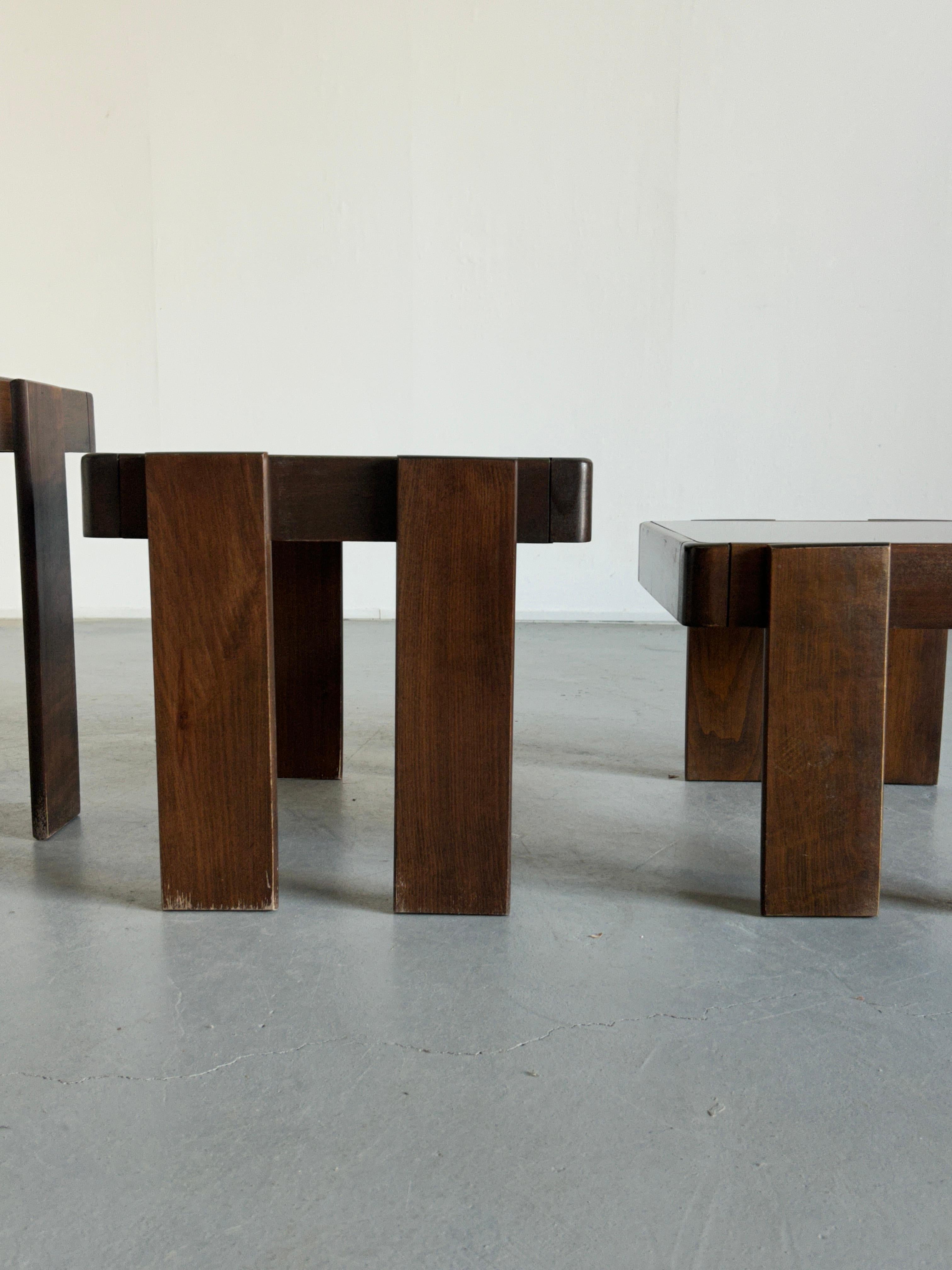 Vintage Set of Three Nesting Tables, Designed by Gianfranco Frattini for Cassina 1