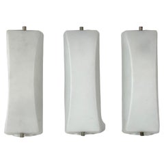 Vintage Set of Three Opaline Glass Sconces, Italy 1950s
