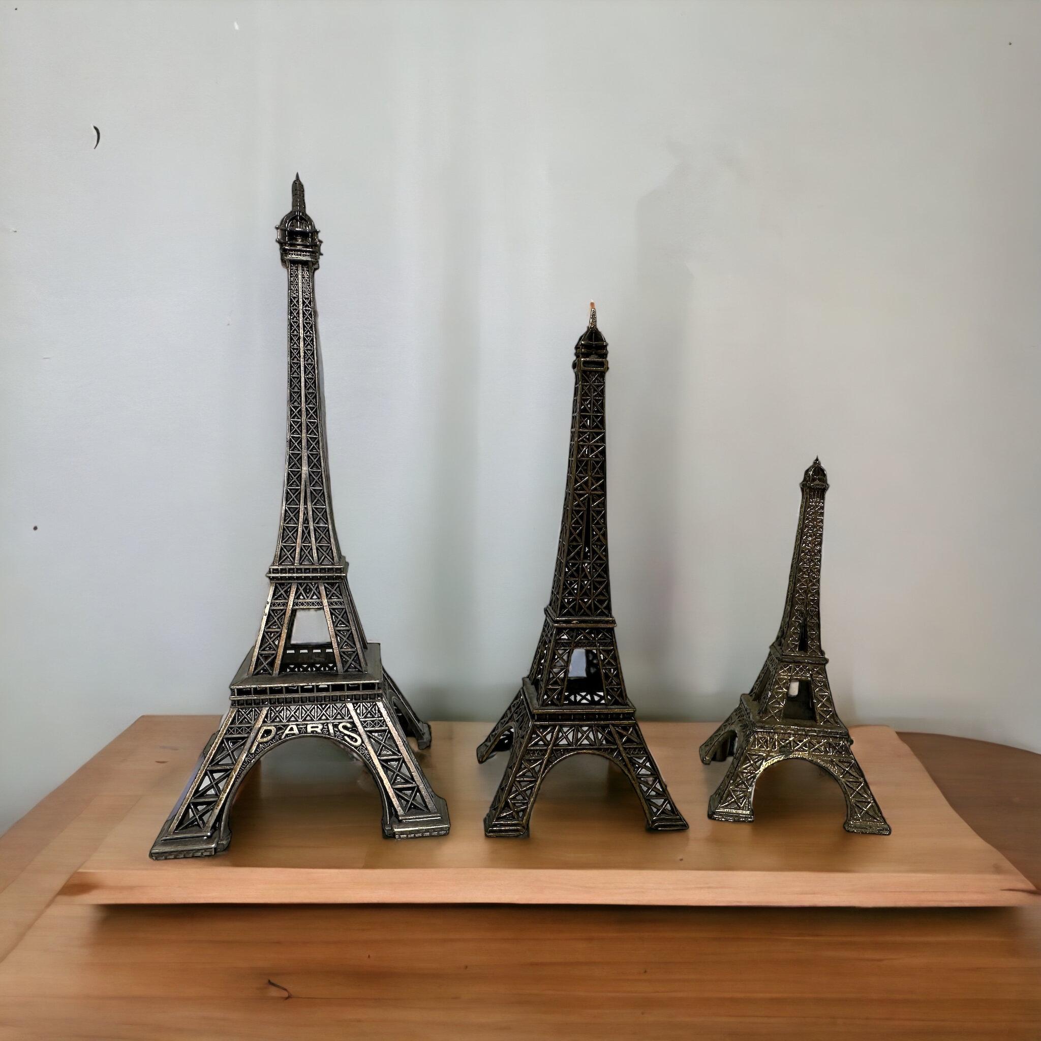 Vintage Set of Three Paris Eiffel Tower French Souvenir Building Metal, 1960s For Sale 2