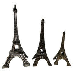 Used Set of Three Paris Eiffel Tower French Souvenir Building Metal, 1960s