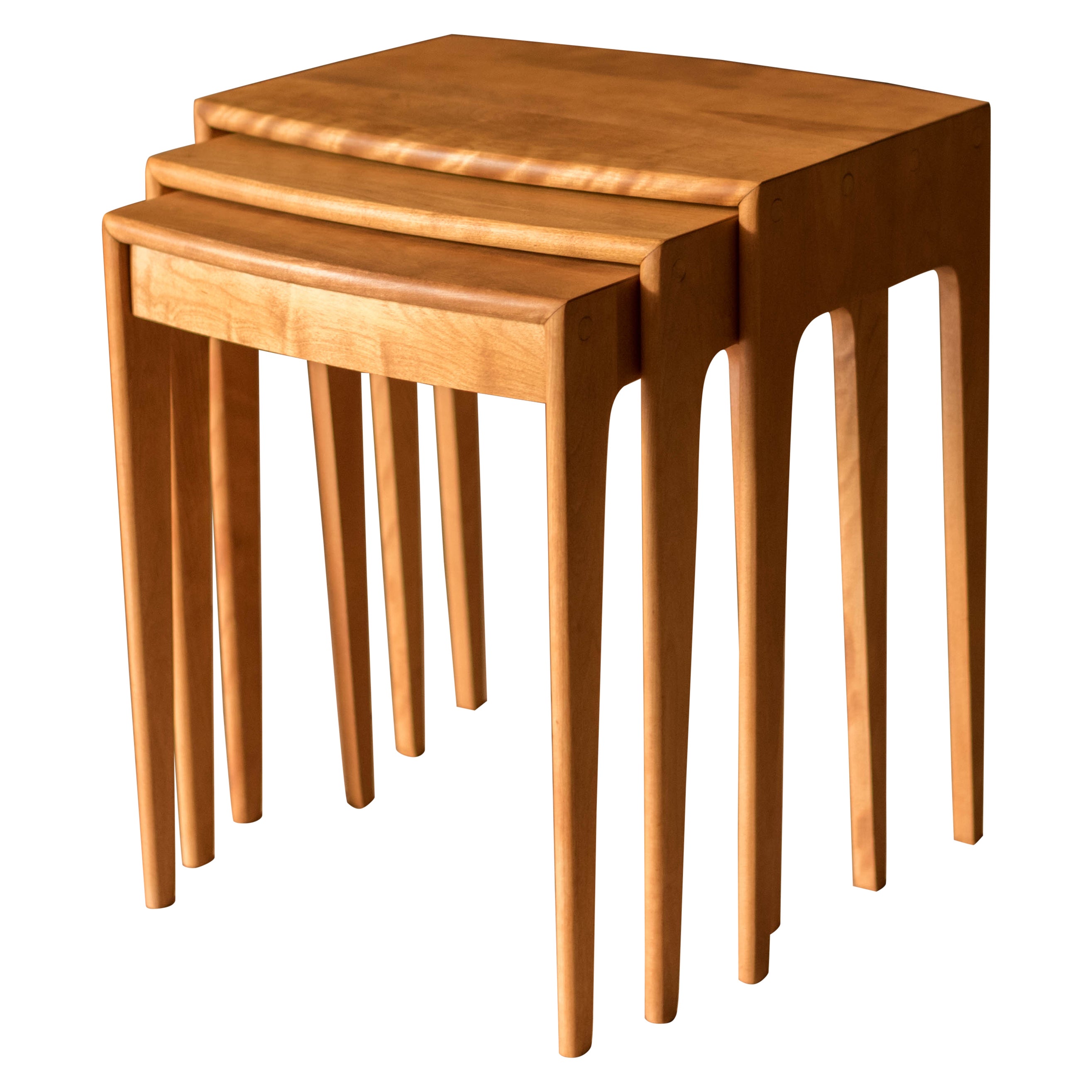 Vintage Set of Three Solid Wood Nesting End Tables by Heywood-Wakefield