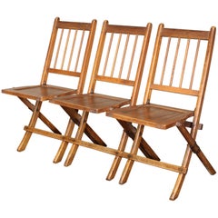 Vintage Set of Three Tandem Stadium Folding Chairs, Seats, Bench