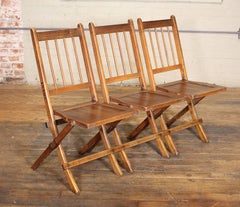 Vintage Set of Three Tandem Stadium Folding Chairs, Seats, Bench