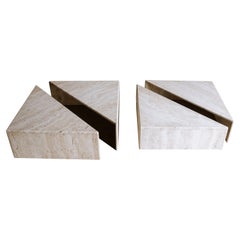 Vintage Set of Travertine Coffee Tables from France, Circa 1960