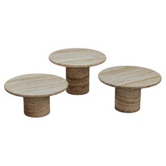 Vintage Set of Travertine Coffee Tables From France, Circa 1970