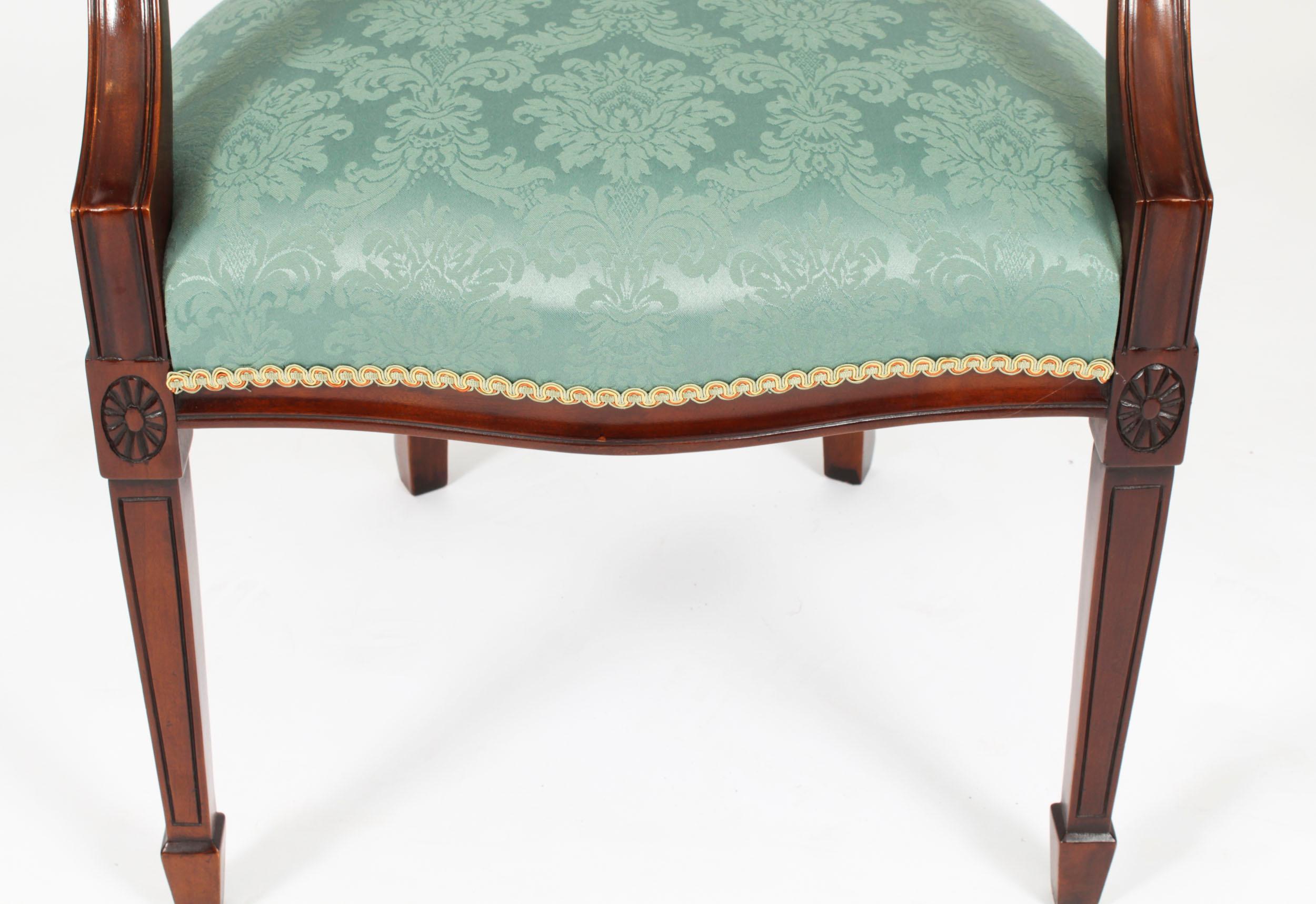 Vintage Set of Twelve Federal Revival Shield Back Dining Chairs 20th Century For Sale 12