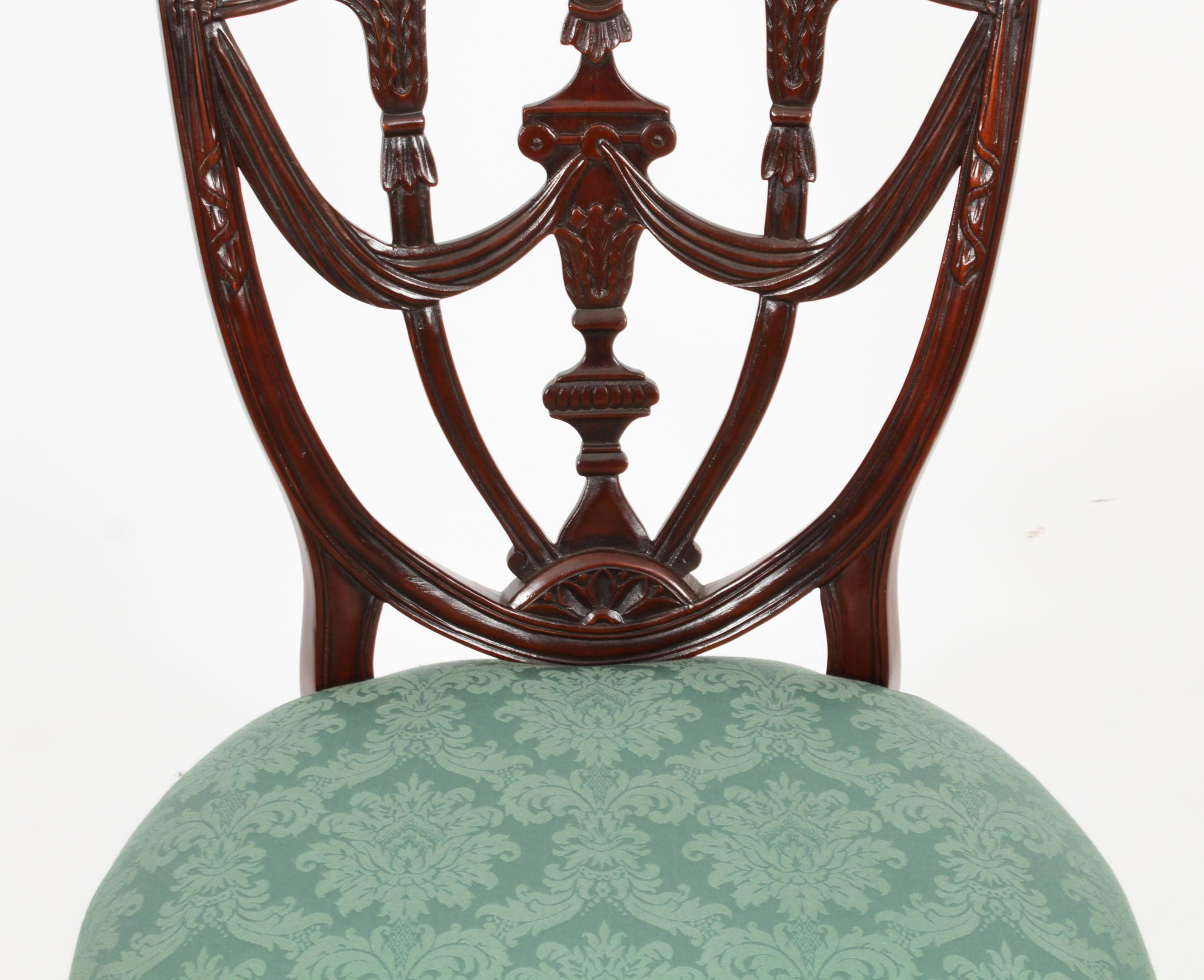 Vintage Set of Twelve Federal Revival Shield Back Dining Chairs 20th Century For Sale 2