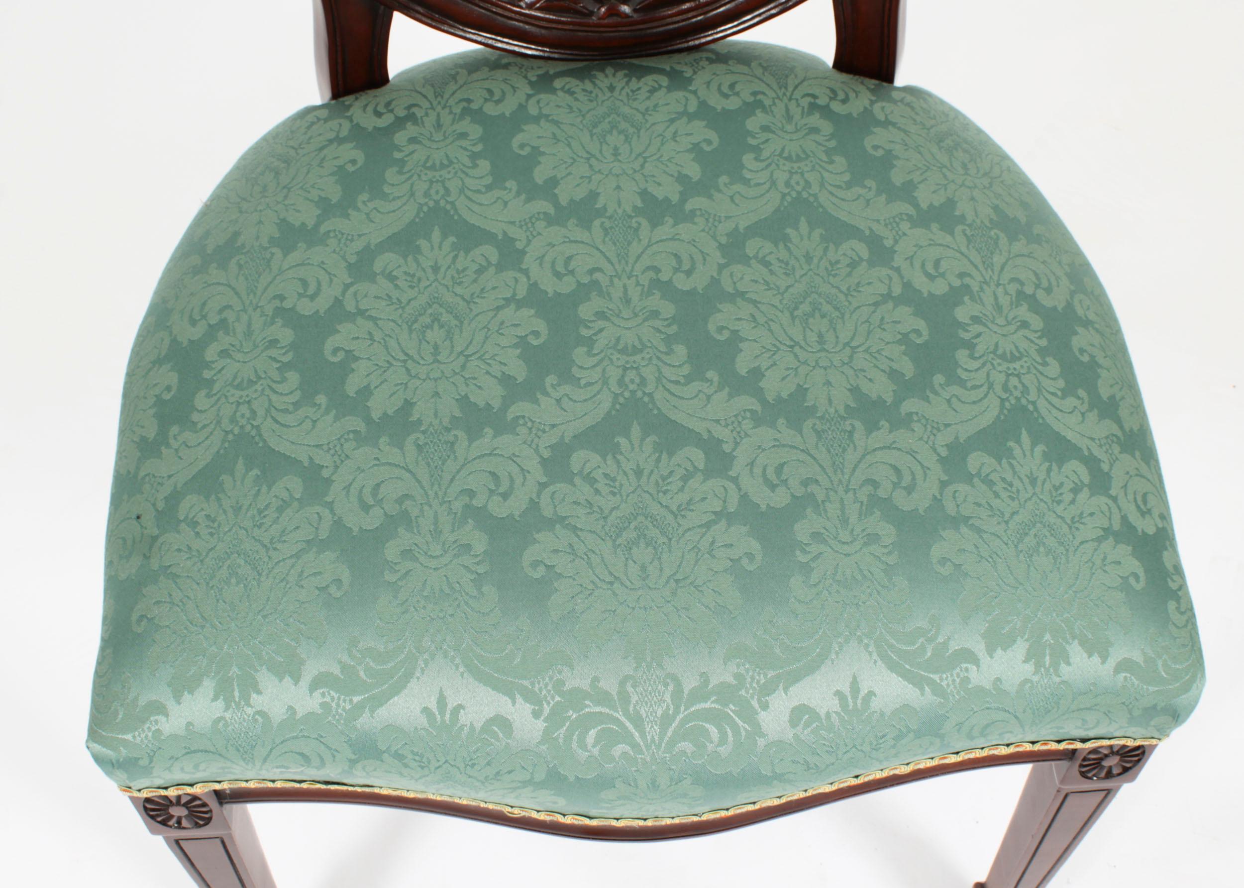 Vintage Set of Twelve Federal Revival Shield Back Dining Chairs 20th Century For Sale 3